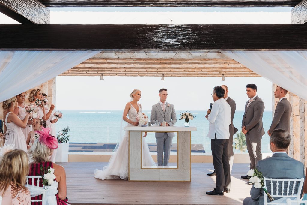 Wedding ceremony at Royalton Riviera Sky terrace